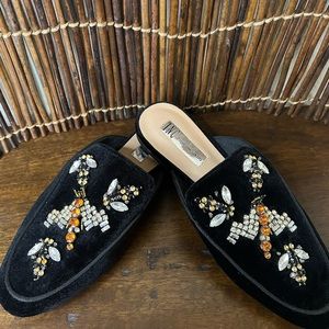 INC Velvet Rhinestone Embellished Mule